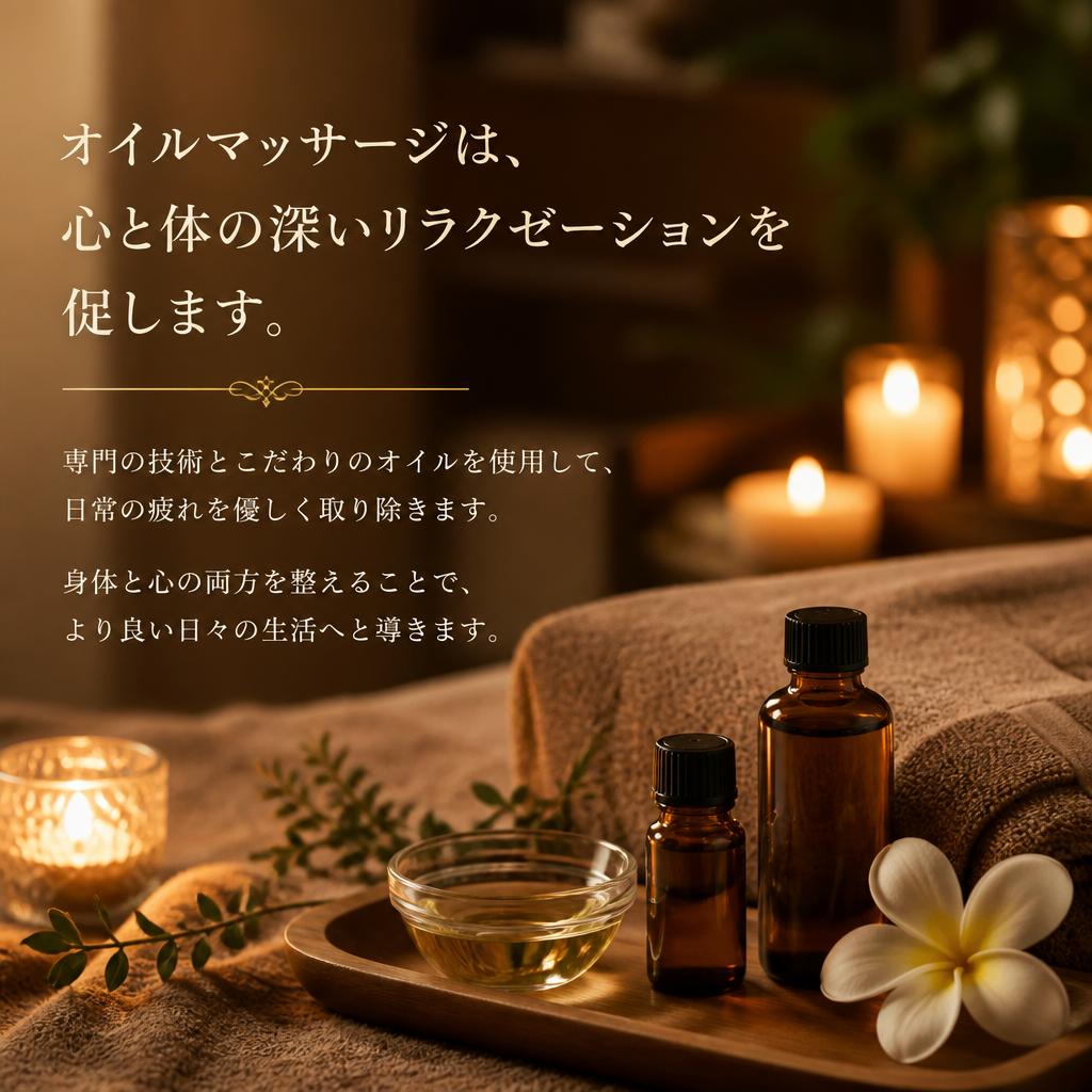 オイルマッサージで心と体をリフレッシュ