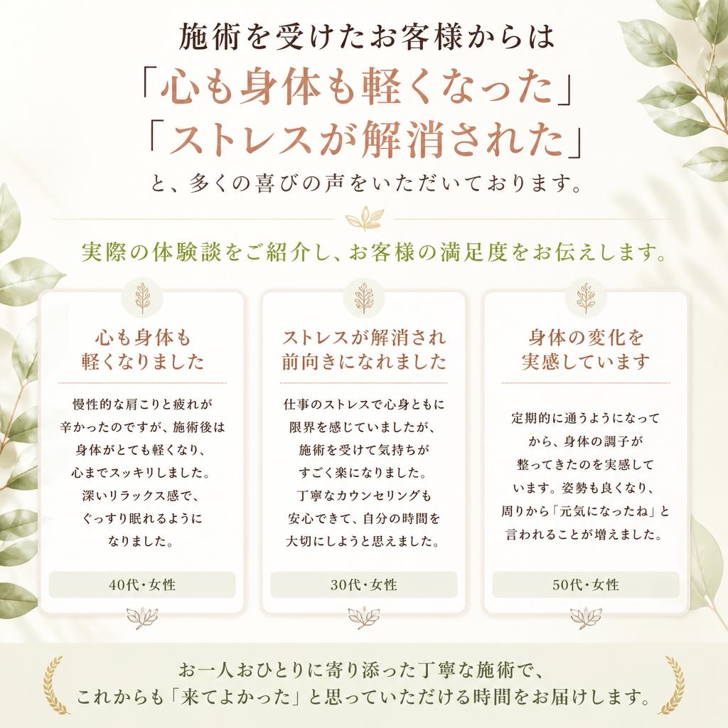 お客様の声 - リラックス体験談