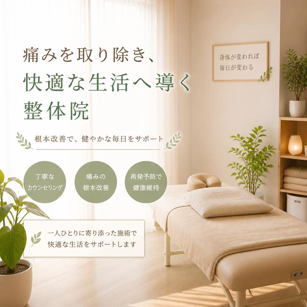 痛みを取り除き、快適な生活へ導く整体院