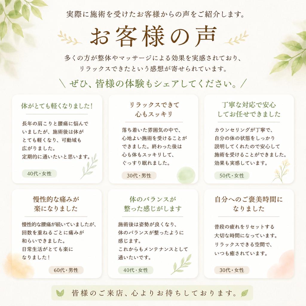 お客様の声・体験談