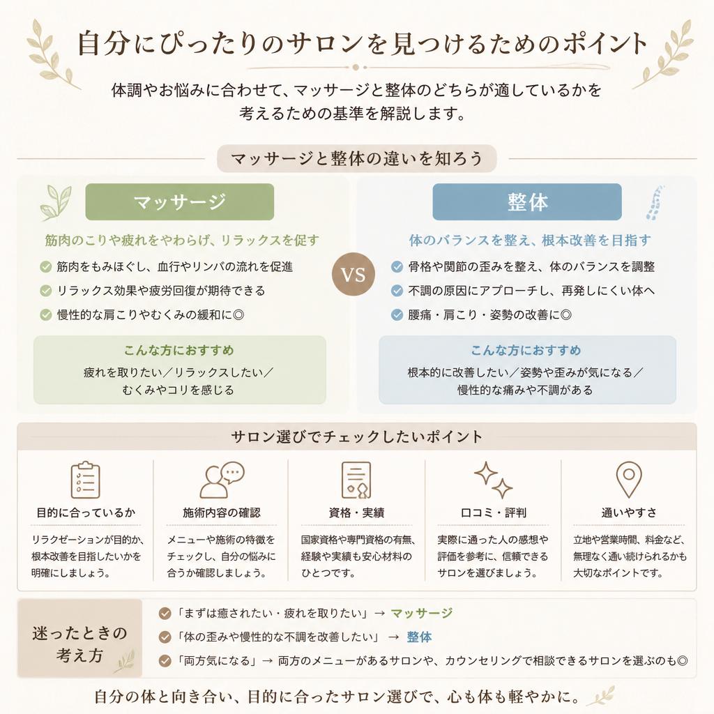 自分の体調に合ったサロンの選び方
