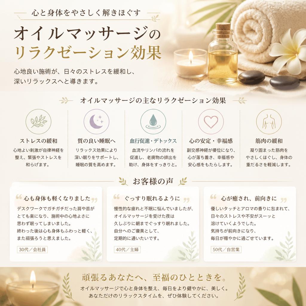 3. オイルマッサージで深いリラクゼーション