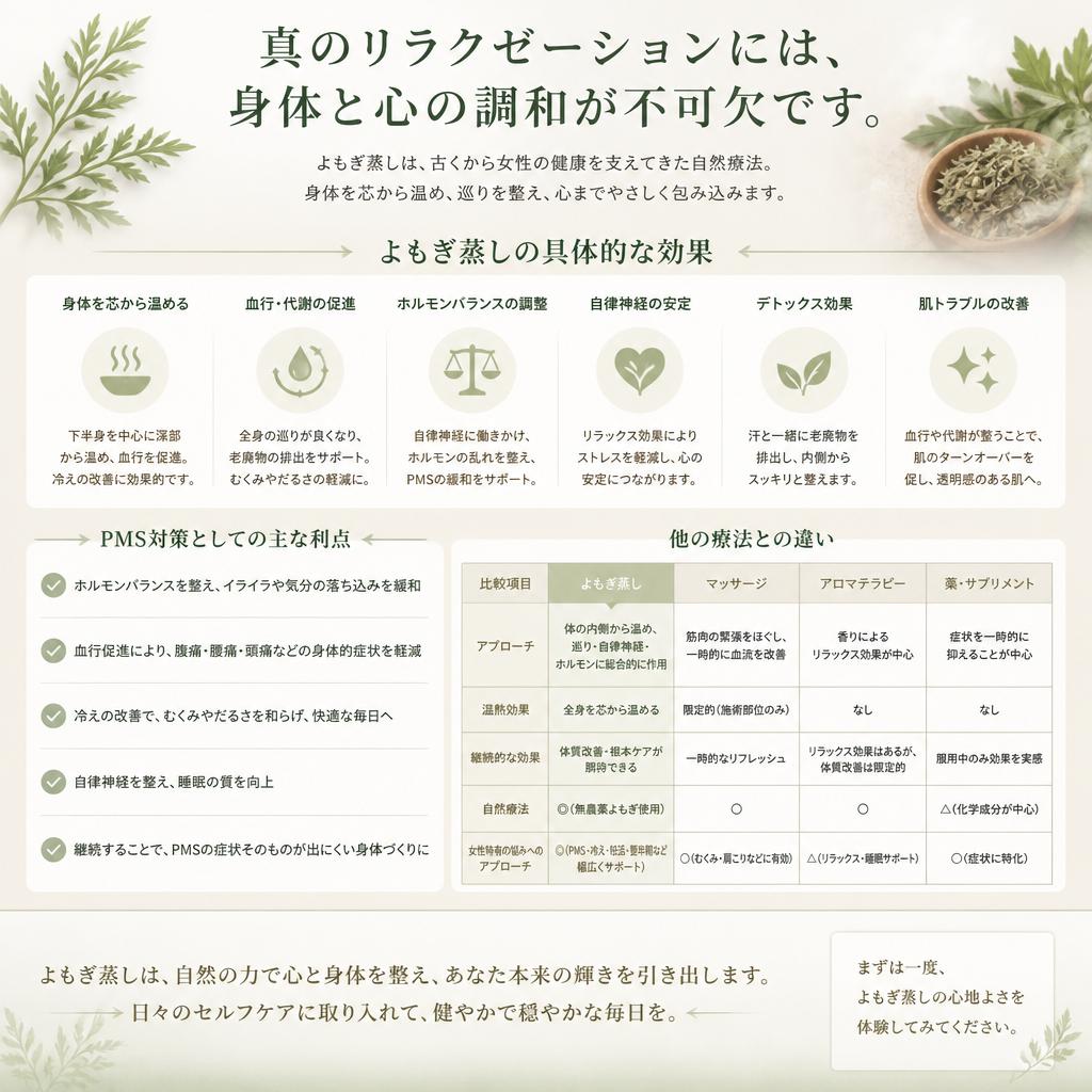 PMS対策としてのよもぎ蒸しの魅力