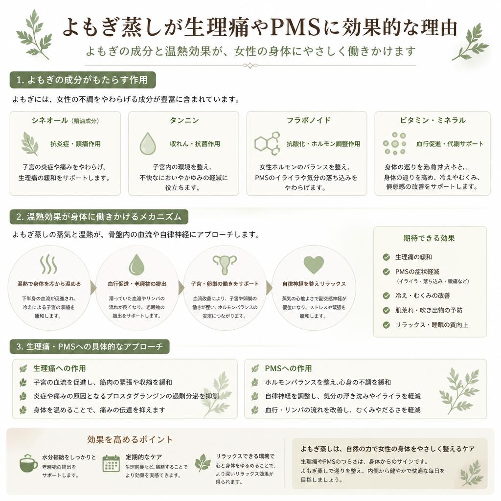 よもぎ蒸しが生理痛やPMSに効く理由