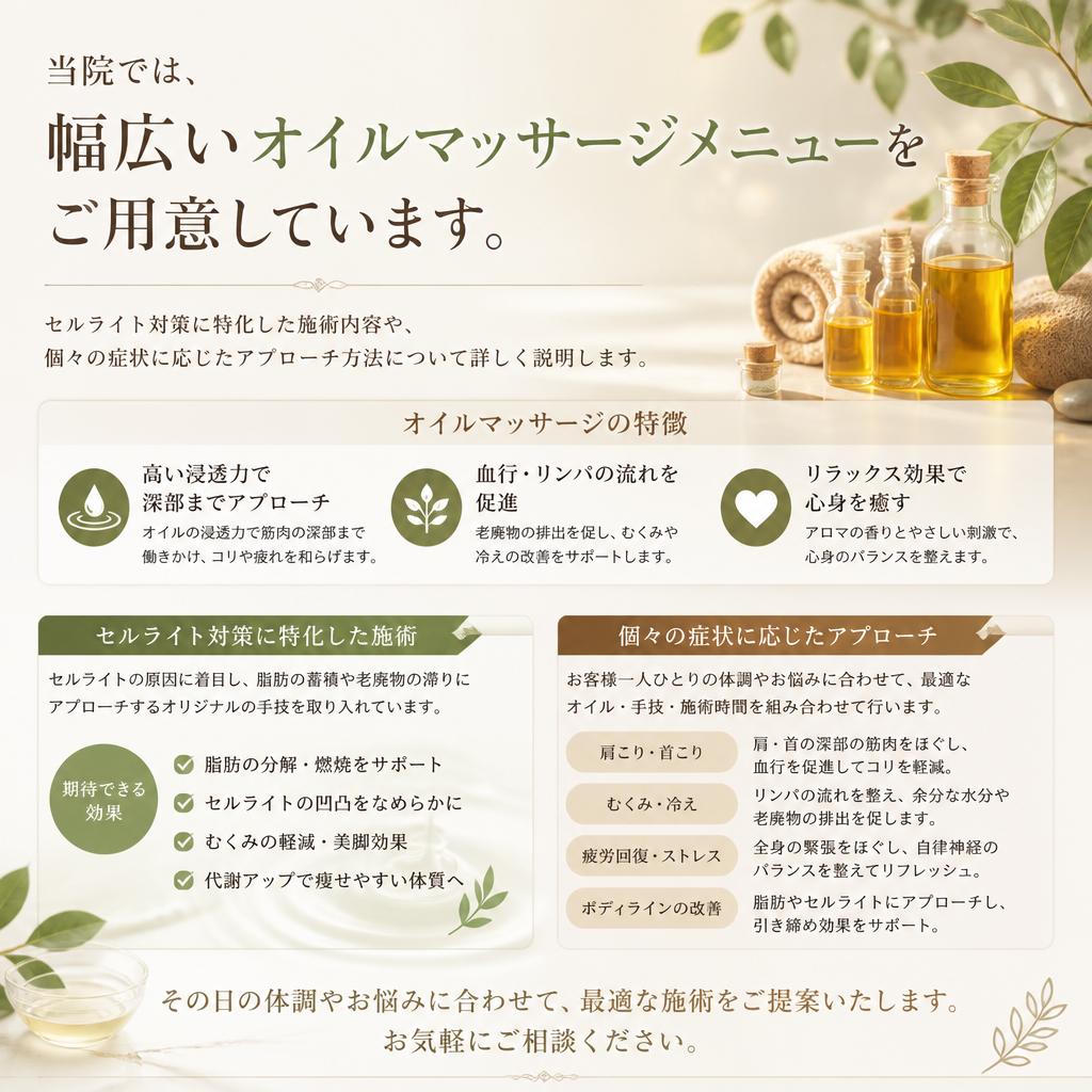 3. 当院のオイルマッサージメニュー